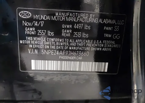 2018 Hyundai Sonata Se z USA, uszkodzony, nr VIN 5NPE24AF9JH673660
